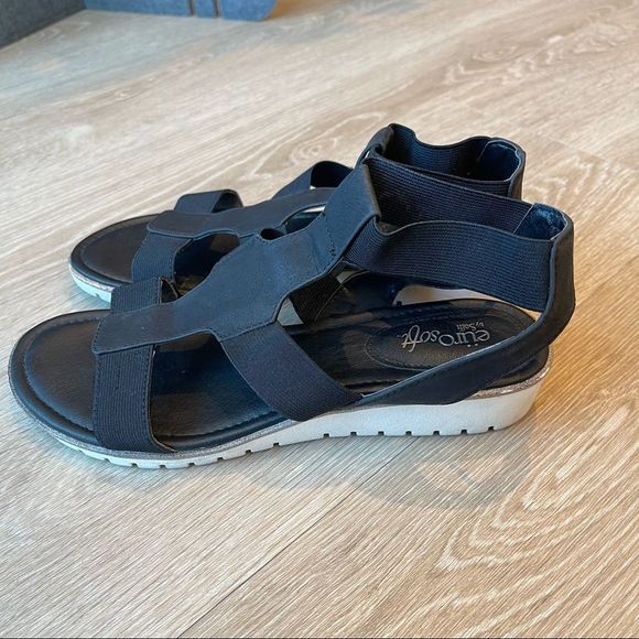 Euro Soft by Sofft black sandals with white sole size 9 - Picture 6 of 8